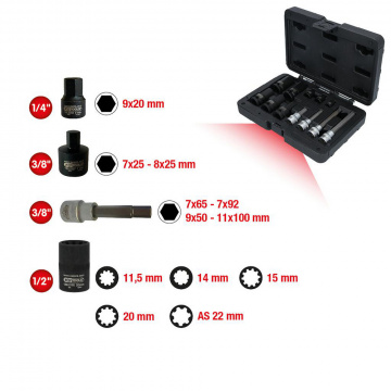 Bromsokskruvanslutning Specialhylssats, 12 St KS Tools