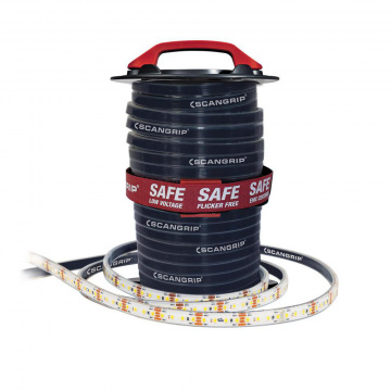 25 m godkänd flexibel linlampa, lågspänning 48V, ger 20 000 lumen. Scangrip