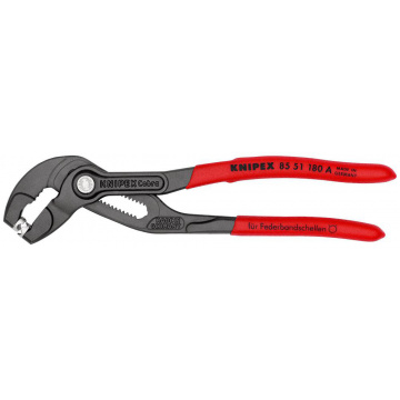 Fjäderbandsklämtång med plastöverdrag som ger säkert grepp grå, försedd med korrosionsskydd 180 mm Knipex