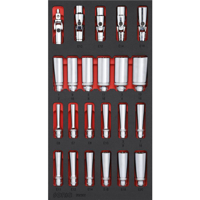 Huvudbild för Hylssats 3/8" Lång (SAE) SFS 1/3 23-Delar Sonic