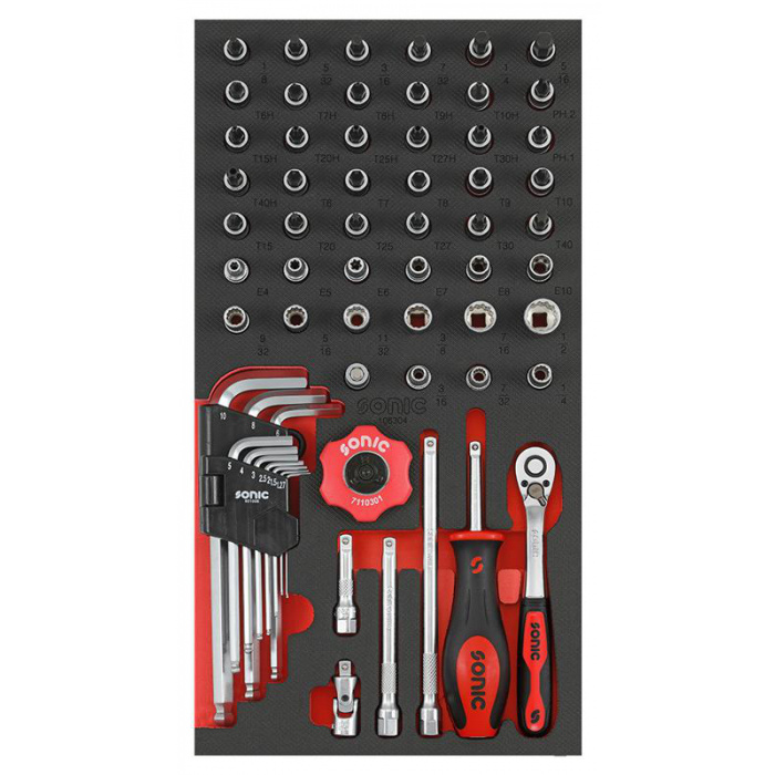 Huvudbild för Flankhylsa Set 1/4" 6-Kant (SAE) SFS 1/3 61-Delar Sonic