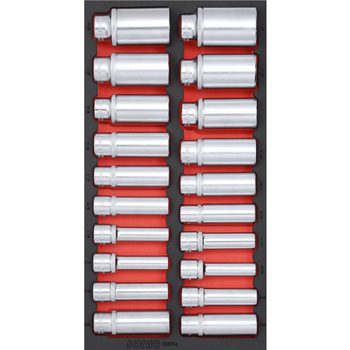 Huvudbild för Hylssats 1/2" Lång (SAE) SFS 1/3 20-Delar Sonic