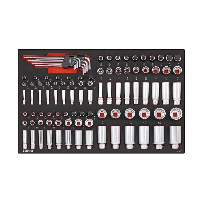 Huvudbild för Hylssats 1/4", 3/8" & 1/2" (SAE) 100-Delar Sonic