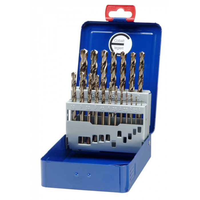 Huvudbild för Spiralborrsats DIN 338 HSS-E 5% Kobolt Split Point Typ N Plåtbox (25 st / 1-13 mm) Bohrcraft Huvudbild för Spiralborrsats DIN 338 HSS-E 5% Kobolt Split Point Typ N Plåtbox (25 st / 1-13 mm) Bohrcraft