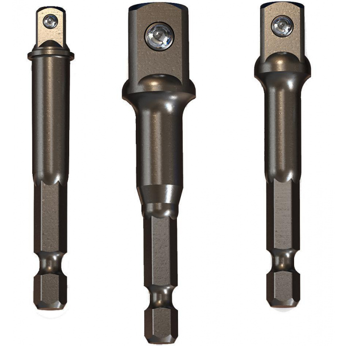 Huvudbild för Hylsadapter Kraft, 1/4", 3/8" & 1/2" Från 1/4" Hex 3-Delar ProMeister